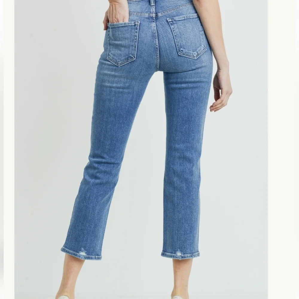 Just Black Denim Straight Leg Jeans Distressed Medium Wash Size 28